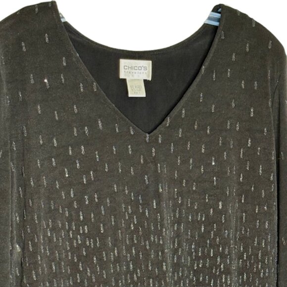 Chico's Travelers Beaded Evening Gala Tunic/Pants - Black - US 8 - Picture 4 of 16